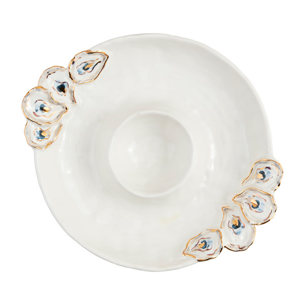 Round Oyster Chip And Dip Server | Mud Pie