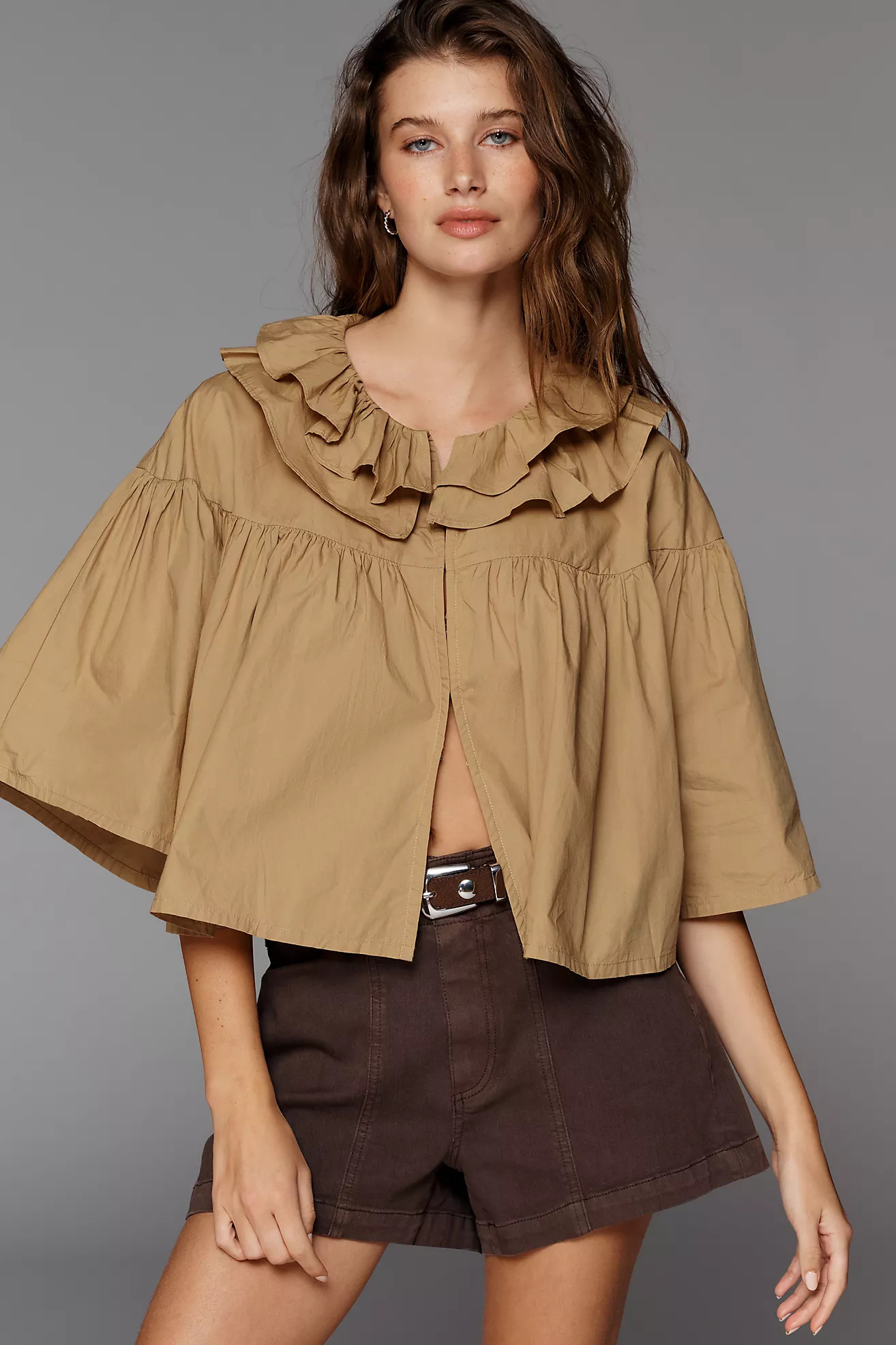 Maeve Ruffle Collar Swing Top | Anthropologie (US)