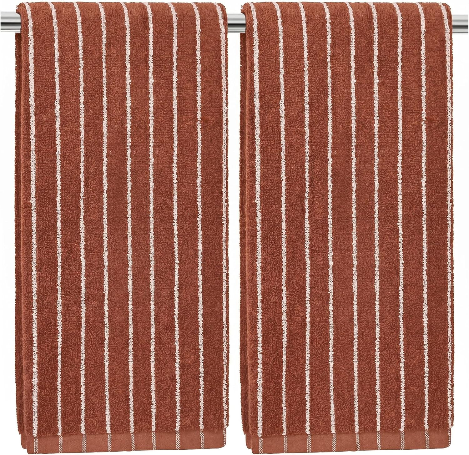 2-Piece Terracotta Striped Hand Towels - Fall Kitchen & Bathroom Towels | 13" x 29", Rustic Autum... | Amazon (US)