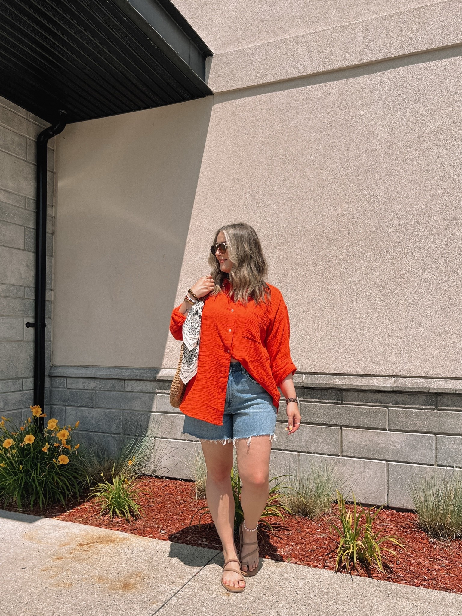 Casual colorful summer outfit! Wearing L in the bright button up shirt. Wearing 32 in the denim shorts (I recommend sizing up!) I’m a 9.5-10 shoe and wear a 10 in the crocs toe loop sandals. Canadian sandals link under “similar products”

#LTKsummer #LTKmidsize #LTKstyletip