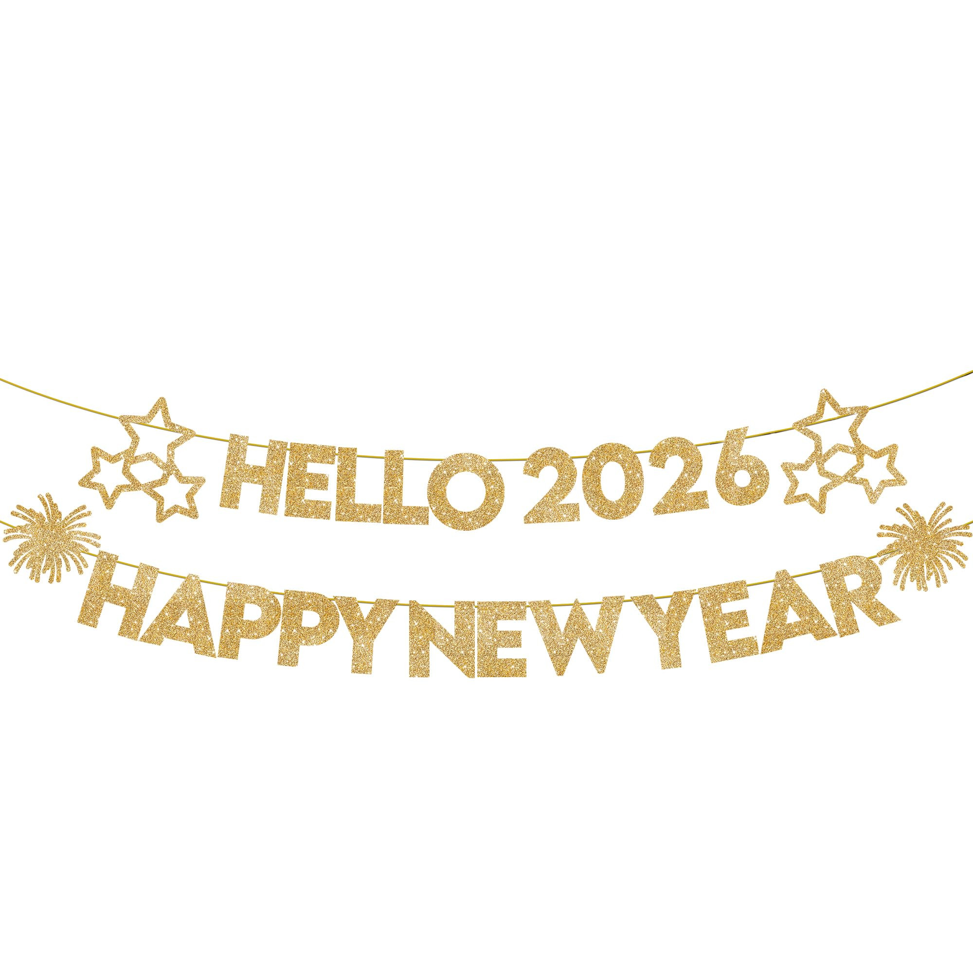 KatchOn, Glitter Gold Happy New Year Banner 2026-10 Feet, No DIY | Hello 2026 Banners for Happy N... | Amazon (US)
