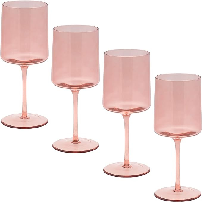 Karma Mid Century Wine Glass Blush Set Of Four | Amazon (US)