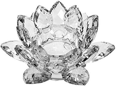 Amlong Crystal Clear Crystal Lotus Tealight Candle Holder 4.5 inch in Gift Box | Amazon (US)