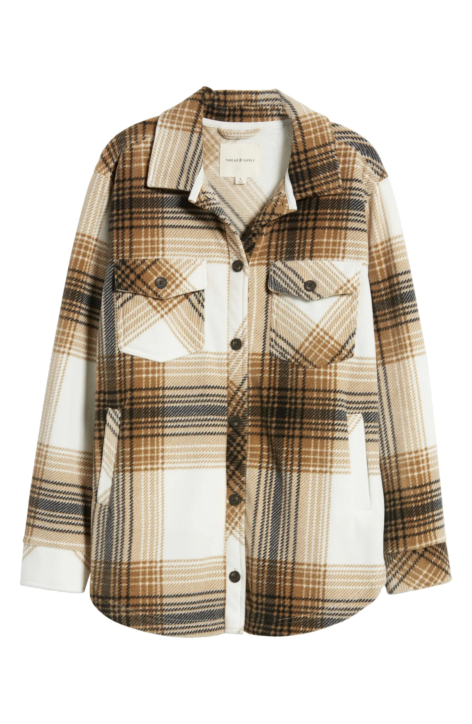 Plaid Polar Fleece Shacket | Nordstrom