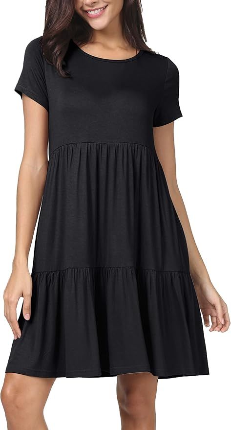 levaca Women Summer Ruffle Loose Swing Casual Dress | Amazon (US)