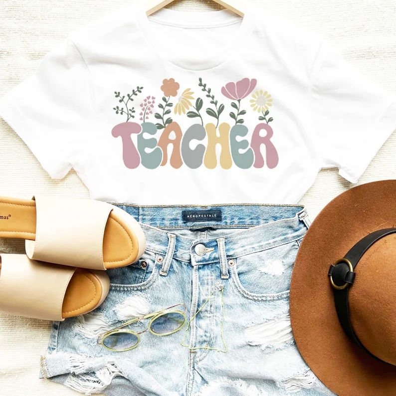 Flower Teacher Shirt Teacher Raglan Retro Teacher Shirt | Etsy Canada | Etsy (CAD)