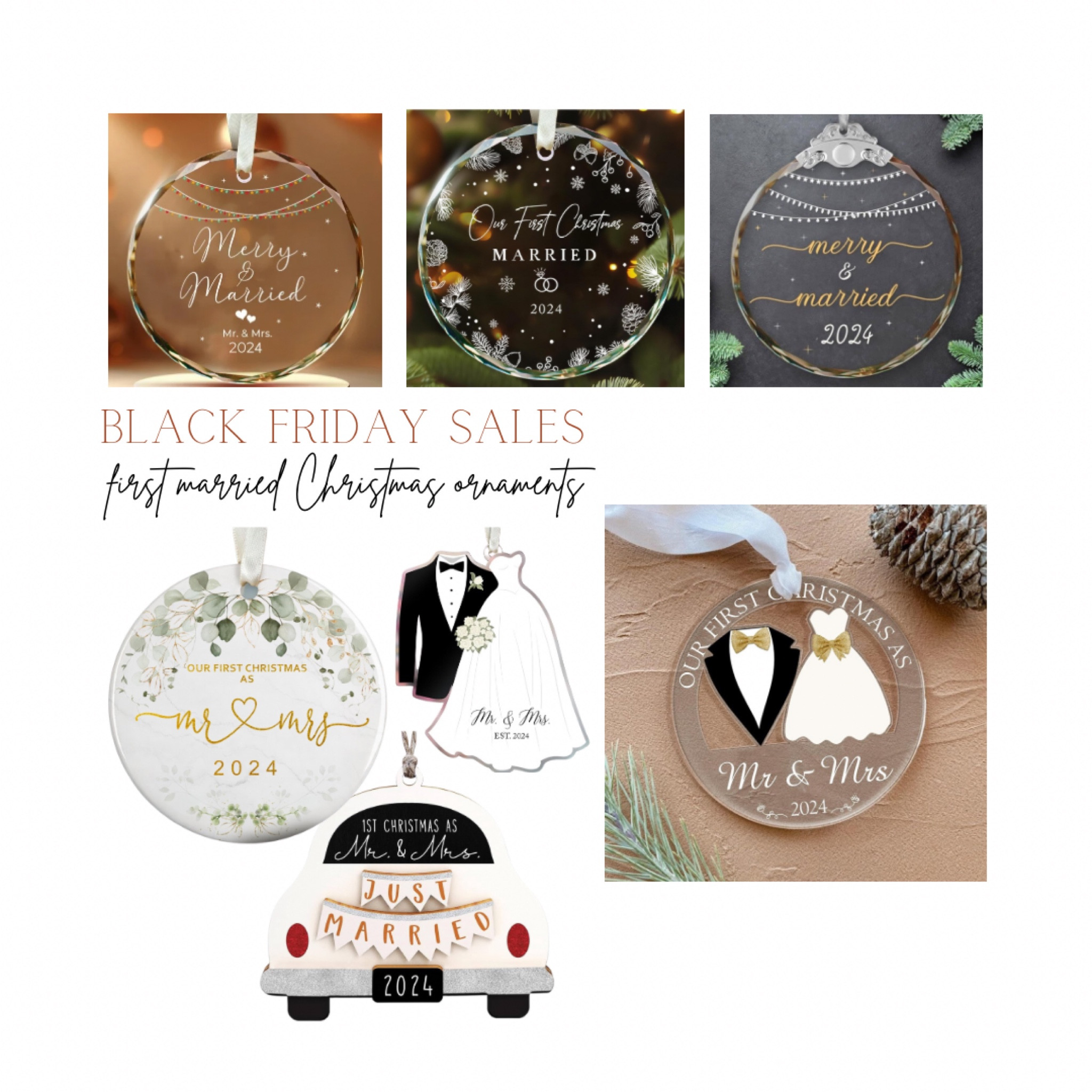 the cutest FIRST MARRIED CHRISTMAS ORNAMENTS, ON SALE 🚨 I am currently torn between three of them myself ! 🥲 

#LTKWedding #LTKHoliday #LTKHome