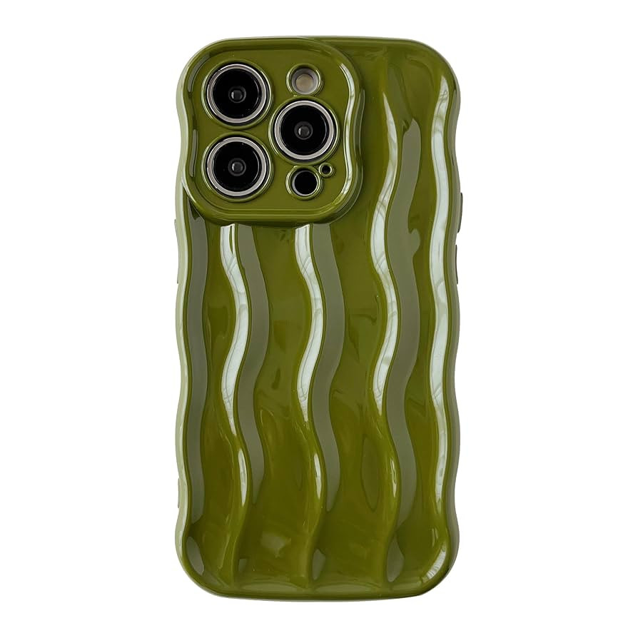 Caseative for iPhone 15 Pro Case,Water Ripple Pattern Curly Wave Frame Soft Phone Case (Green) | Amazon (US)