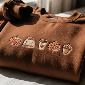 Fall Embroidered Sweatshirt, Autumn Icons Crewneck, Pumpkin Coffee Cozy Sweater, Thanksgiving Shi... | Etsy (Global)
