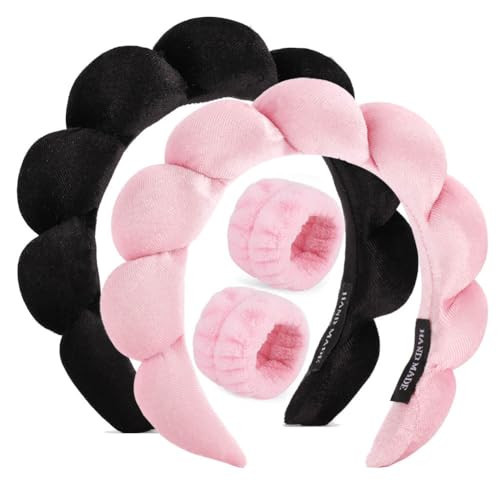 BEBEEPOO Velvet Headband Set for Face Washing, Makeup and Skincare - Puffy Headbands with Face Wash Wristbands, Mask and Skin Treatment | Amazon (US)