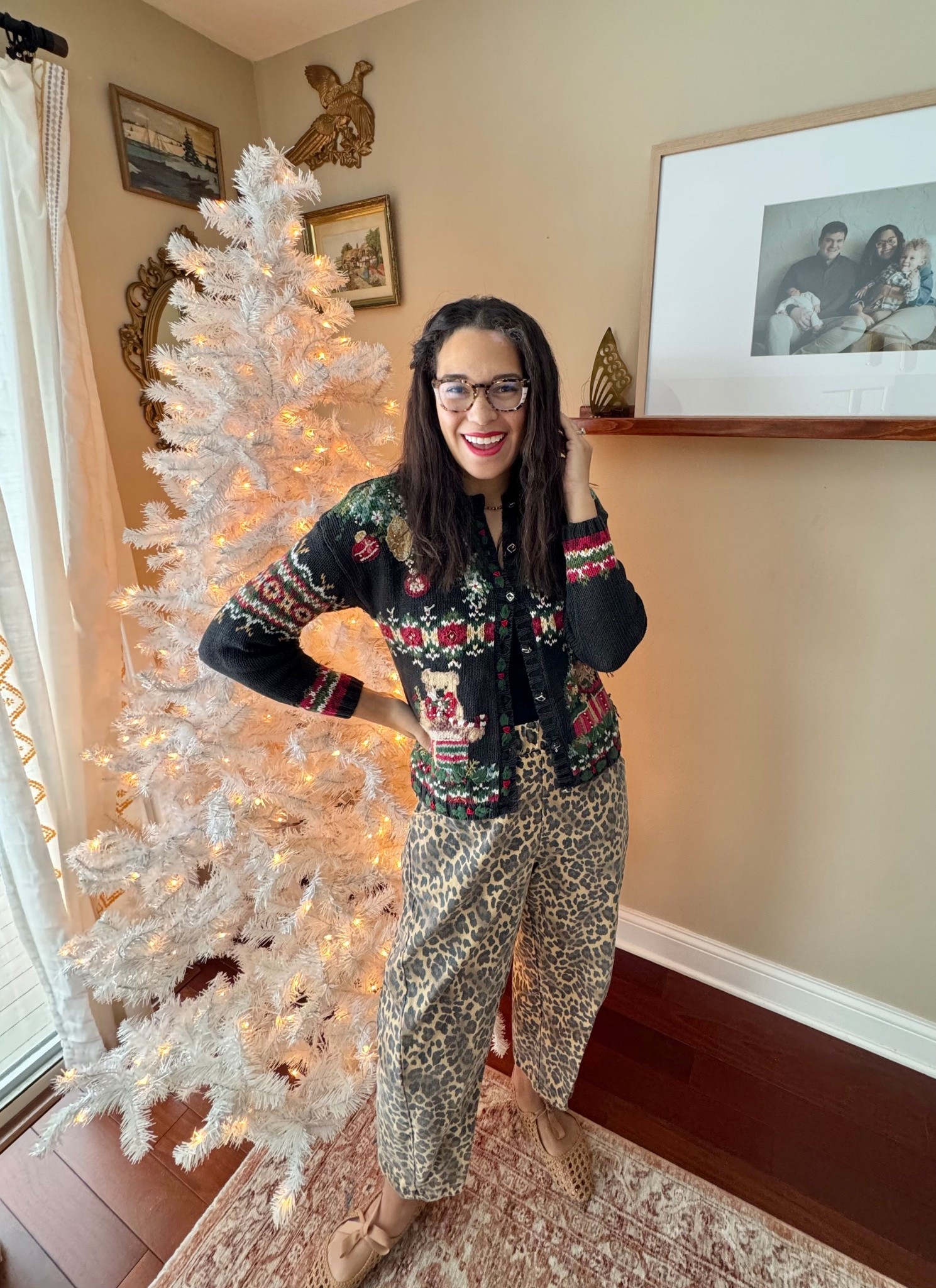 Holiday Fun! 🤩
——
I loved pairing my vintage Christmas sweater with these Le Bon Shoppe arc leopard pants for a fun twist! These shoes, with the ribbon tie, were the perfect final touch 👌🏽
——
——
Christmas / holiday / Christmas party / holiday party / vintage / ugly Christmas sweater / prints / leopard print / le bon 

#LTKootd #LTKHoliday #LTKmomlife