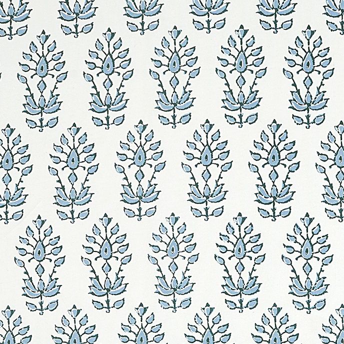 Annie Cornflower Geometric Blockprint Cotton Upholstery Fabric by the Yard | Ballard Designs, Inc.