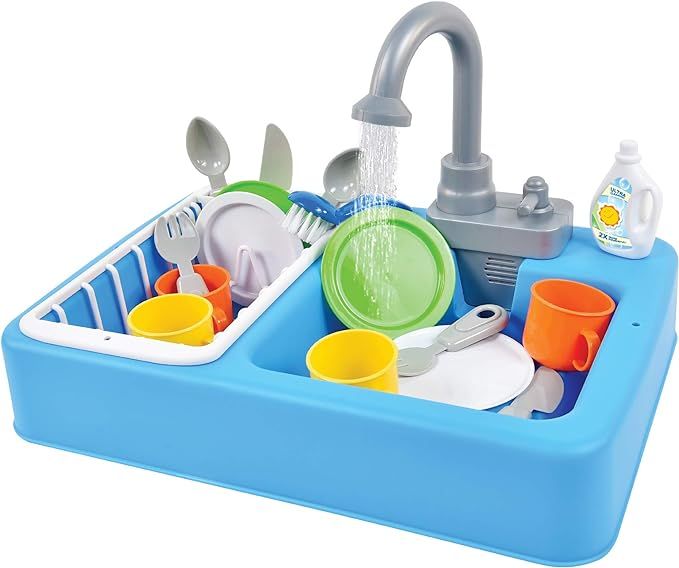 Sunny Days Entertainment Kitchen Sink Play Set with Running Water – 20 Piece Pretend Play Toy f... | Amazon (US)