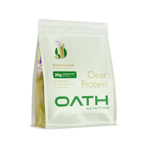 Oath Nutrition Clear Whey Isolate Protein Powder, Brazilian Limeade, 20g Complete Protein per Serving, No Added Sugar, Grass-Fed, 18 Servings | Amazon (US)
