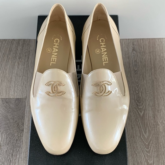 Chanel moccasins loafers light beige sz 38 | Poshmark