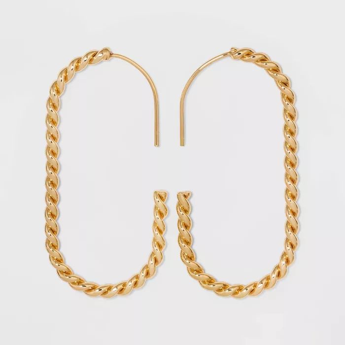 SUGARFIX by BaubleBar Oval Threader Hoop Earrings - Gold/Twisted Threader | Target