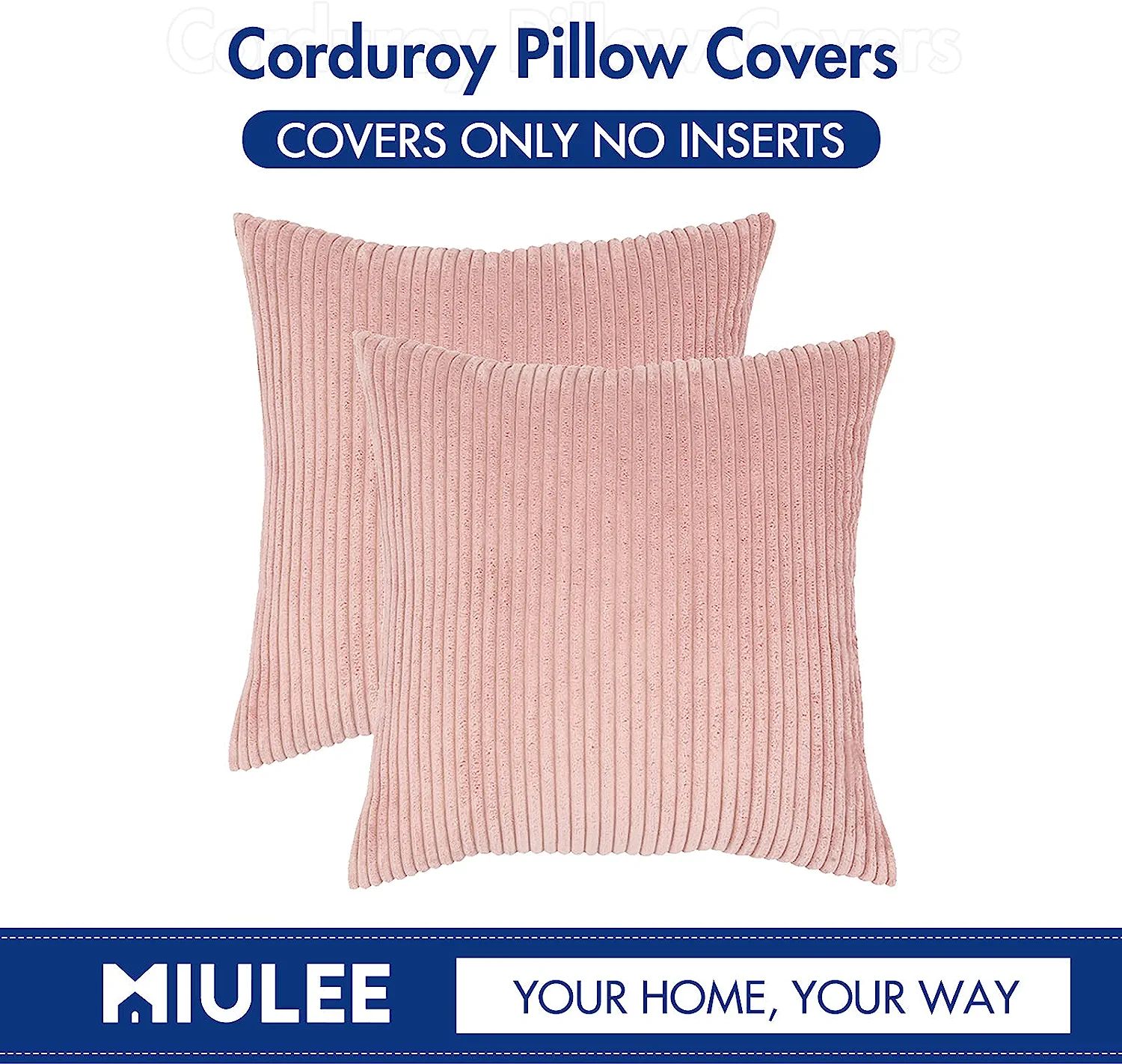 MIULEE Pack of 2 Corduroy Soft Solid Decorative Square Throw Pillow Covers Cushion Cases Pillow C... | Amazon (US)