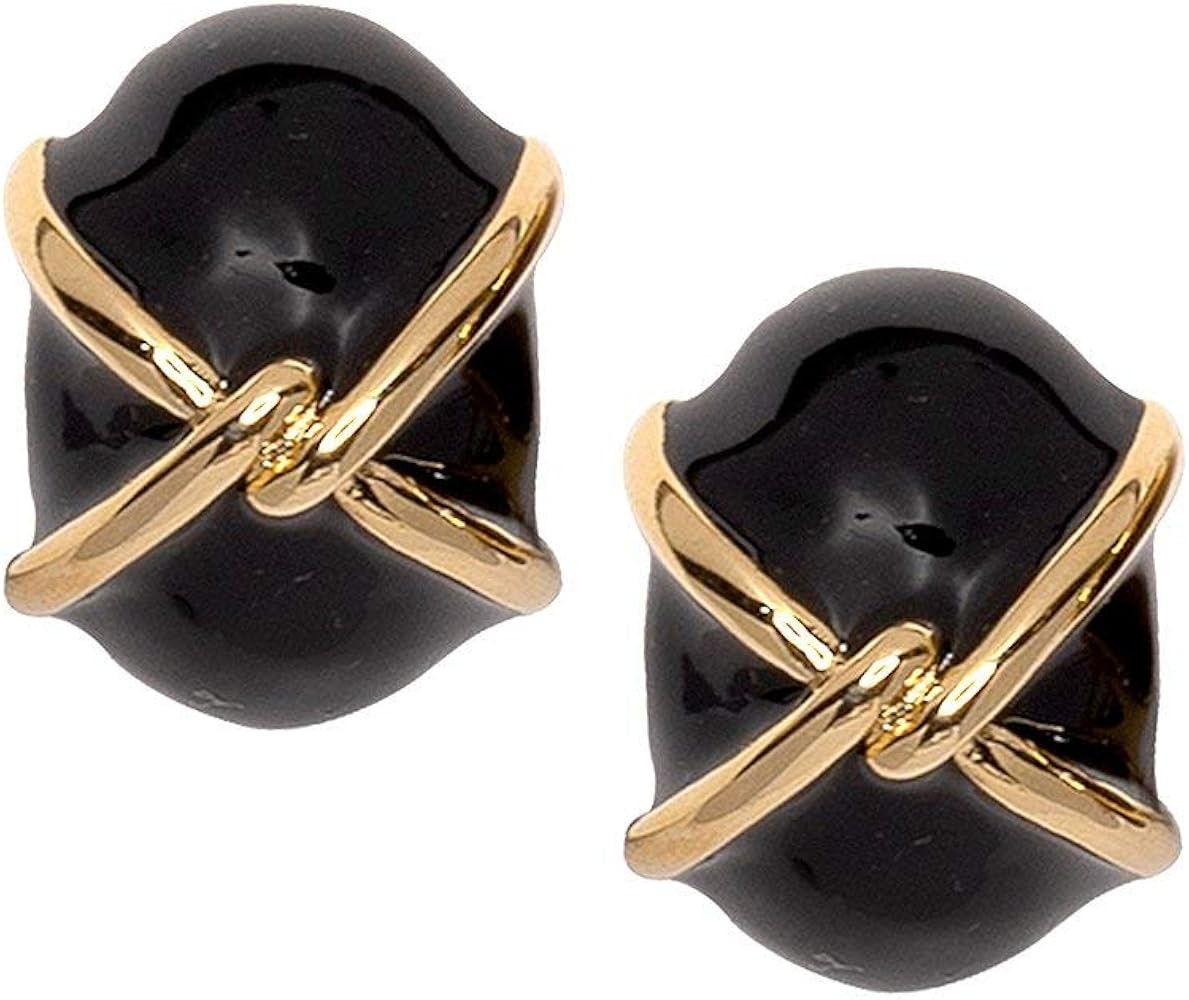 Kenneth Jay Lane Colored Enamel Button Clip Earring with Gold "X" Accent | Amazon (US)