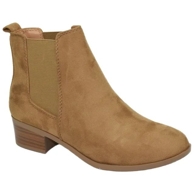 Soda Women Ankle Boots Elastic Sides Slip On Booties Block Heel Suede TEAPOT-S Tan Brown 8.5 | Walmart (US)