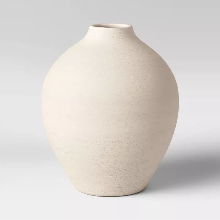 10" x 8.5" Earthenware Fall Texture Vase White - Threshold™ | Target