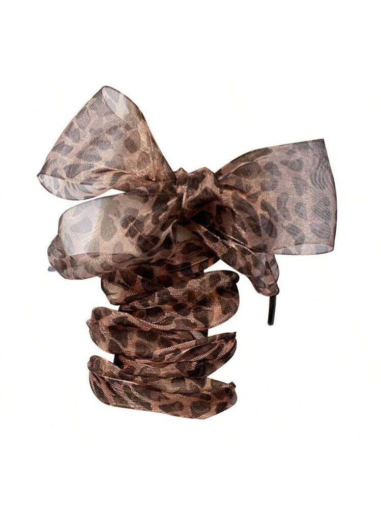 1pair Leopard Print Shoelaces Transparent Chiffon Yarn Beauty Accessory For Casual Shoes, Easy To... | SHEIN