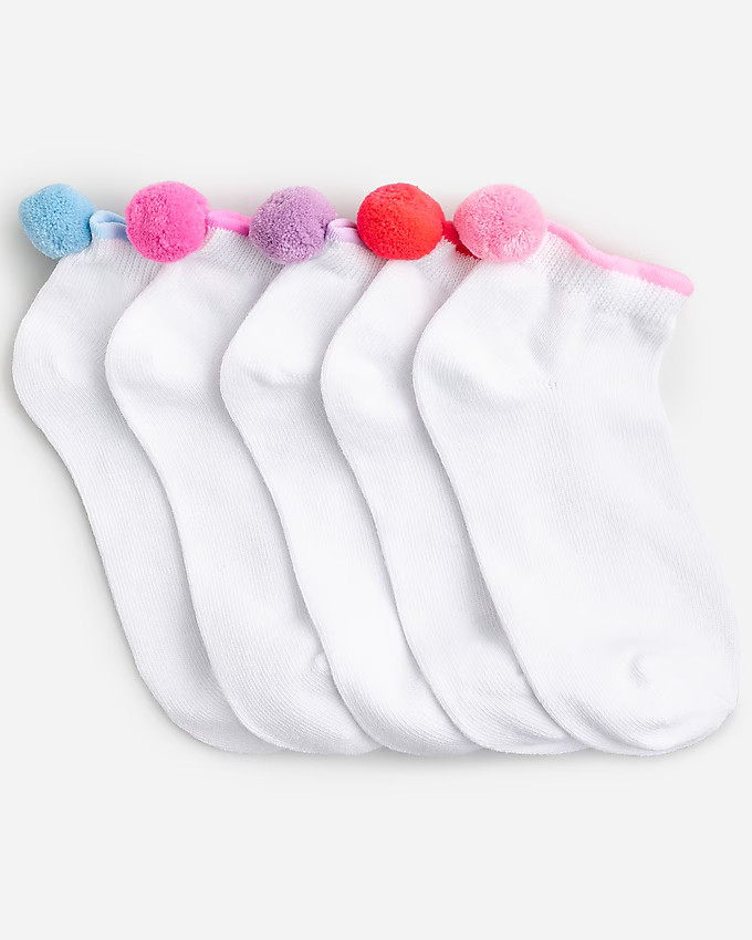Girls' pom-pom ankle socks five-pack | J. Crew US