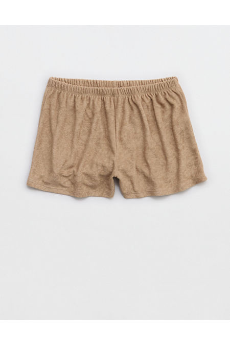 Aerie Real Hot Terry Boxer Women's Toasted Almond XXS | Aerie