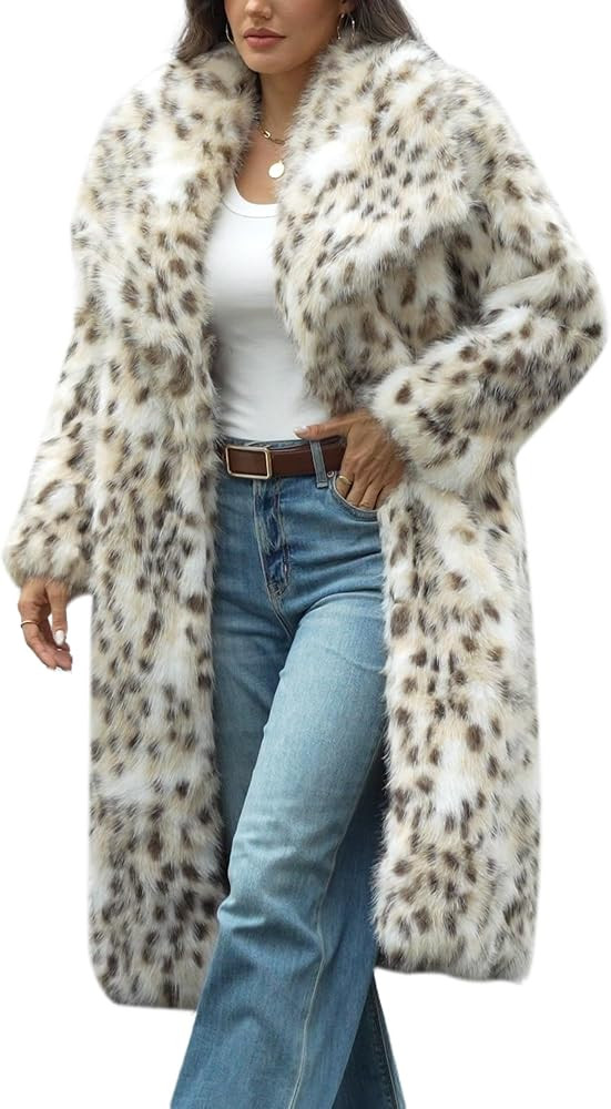 Womens Faux Fur Long Coat Winter Fluffy Fur Jackets | Amazon (US)