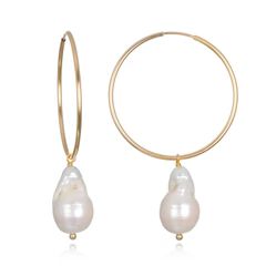 Audrey Pearl Hoop Earrings | Sequin
