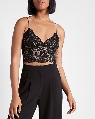 Contrast Allover Lace Cropped Cami | Express