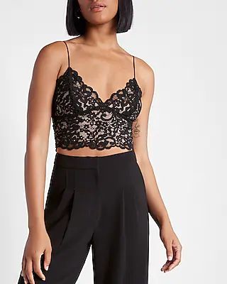 Contrast Allover Lace Cropped Cami | Express