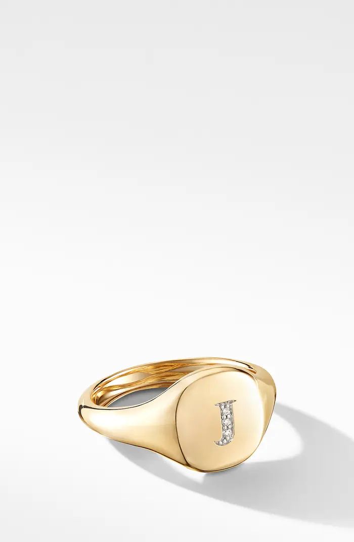 Initial Pinky Ring in 18K Yellow Gold with Diamonds | Nordstrom