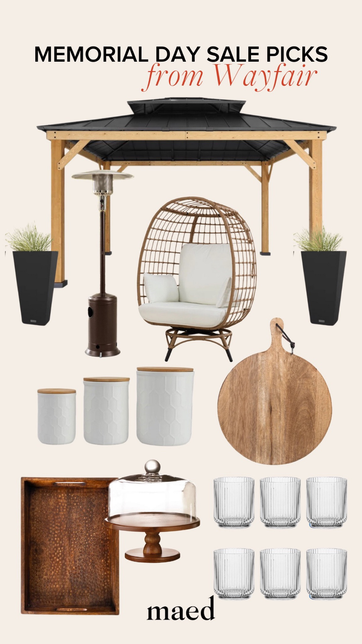 Wayfair sale,  kitchen ware, patio, outdoor furniture 

#LTKSeasonal #LTKsalealert #LTKhome