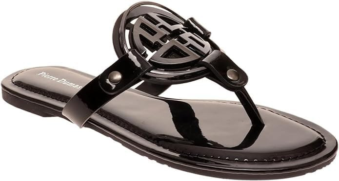 Pierre Dumas Women's Medallion Vegan Slide Thong Flip Flop Flat Sandal | Amazon (US)