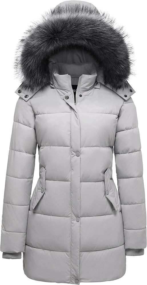 GGleaf Women's Winter Thicken Puffer Coat Warm Snow Jacket with Fur Removable Hood | Amazon (US)