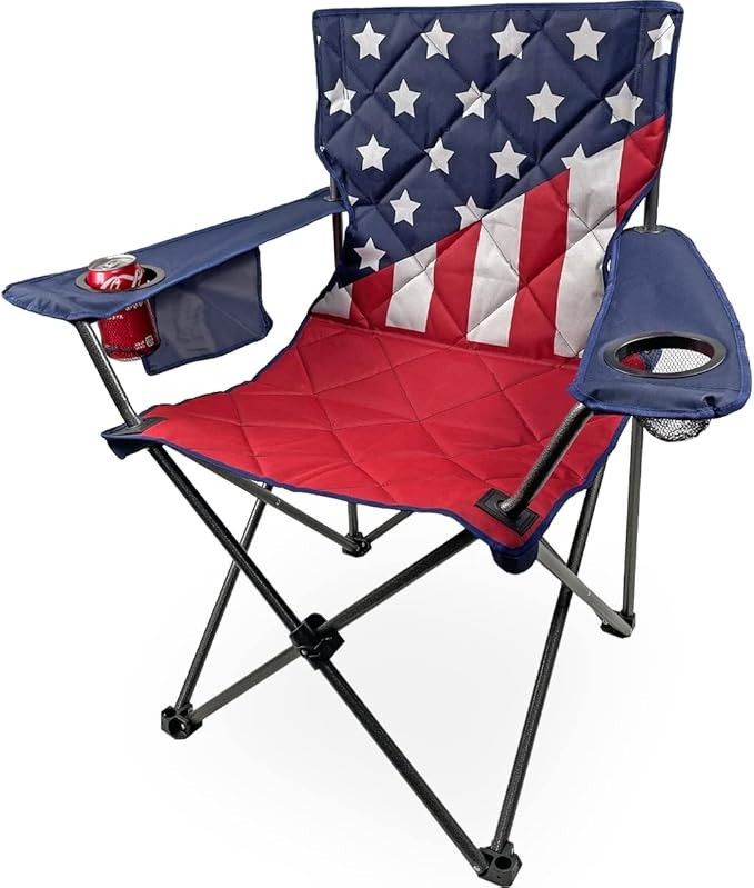 Black Sierra XL Patriotic USA American Flag Camping Chair, Oversize Foldable Outdoor Chair w/Padd... | Amazon (US)