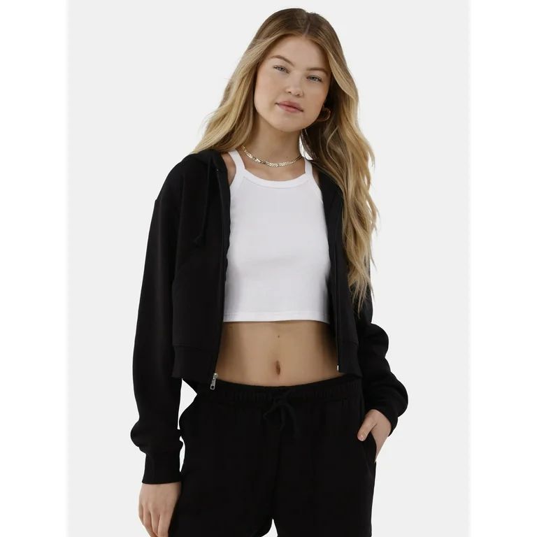 No Boundaries Cropped Zip Hoodie, Women’s | Walmart (US)