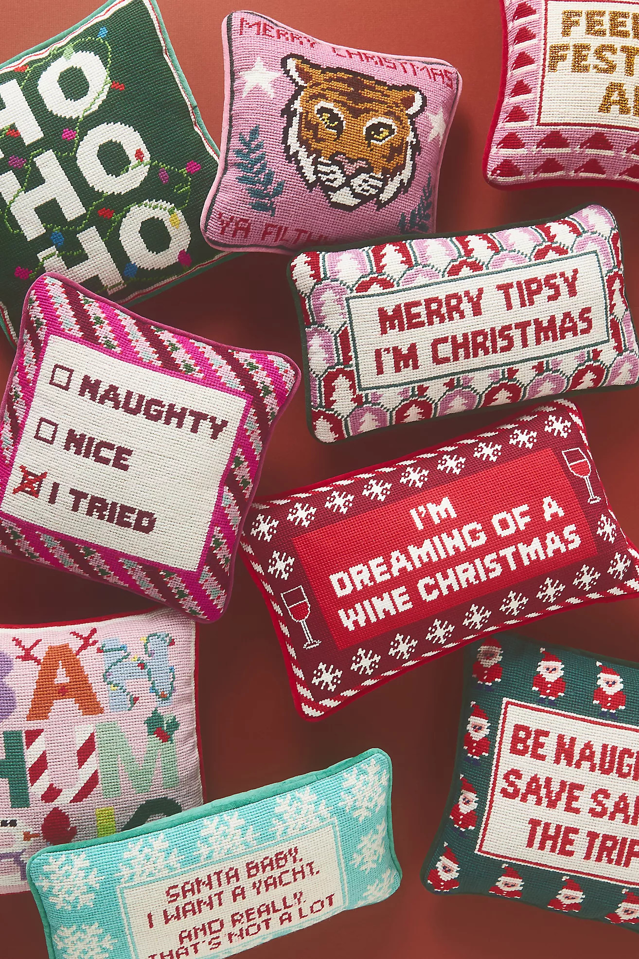 Furbish Studio Holiday Petite Needlepoint Pillow | Anthropologie (US)