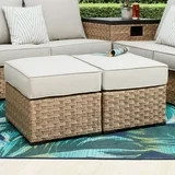 Better Homes & Gardens River Oaks All-Weather Wicker Outdoor Ottomans – 2 Pack, Natural | Walmart (US)