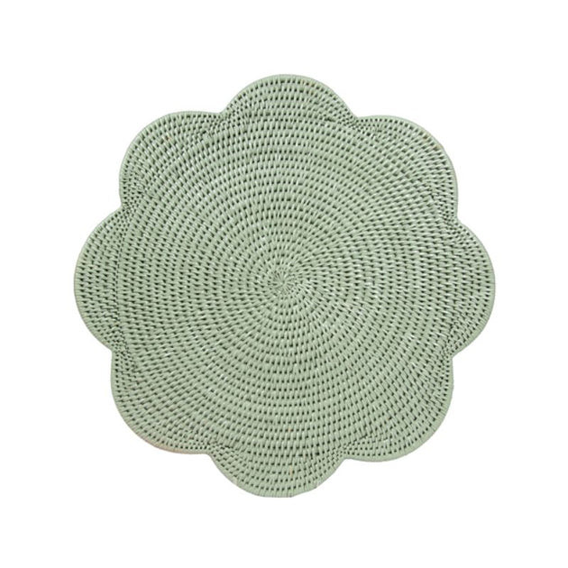 Sea Green Scallop Rattan Placemat - Set of 4 | Cailini Coastal