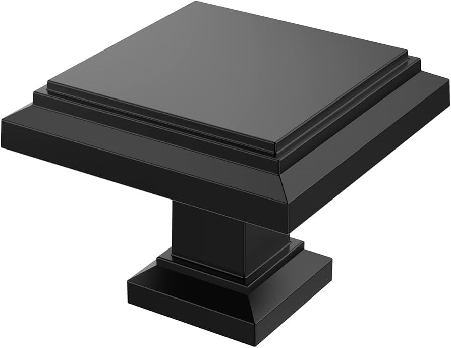 Alzassbg 10 Pack Matte Black Cabinet Knobs, 1.3 Inch(32mm) Square Kitchen Cabinet Hardware Knobs ... | Amazon (US)