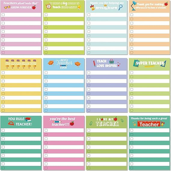 12 Pcs Teacher Appreciation Notepad Gift Sets Lined Notepads Teacher to Do List Memo Notepads for... | Amazon (US)