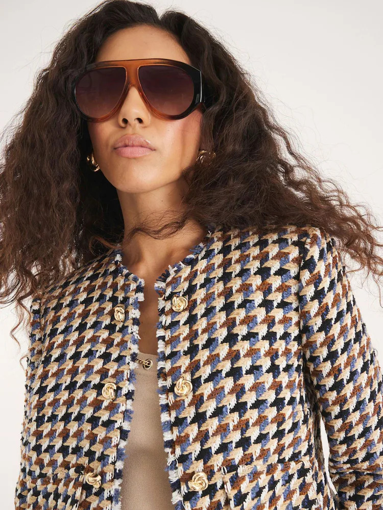 River Island Brown Check Boucle Trophy Jacket | Next AU