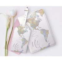 World Map Pale Marble Custom Initials Document Organizer Travel Set Wallet Passport Holder Luggage T | Etsy (US)