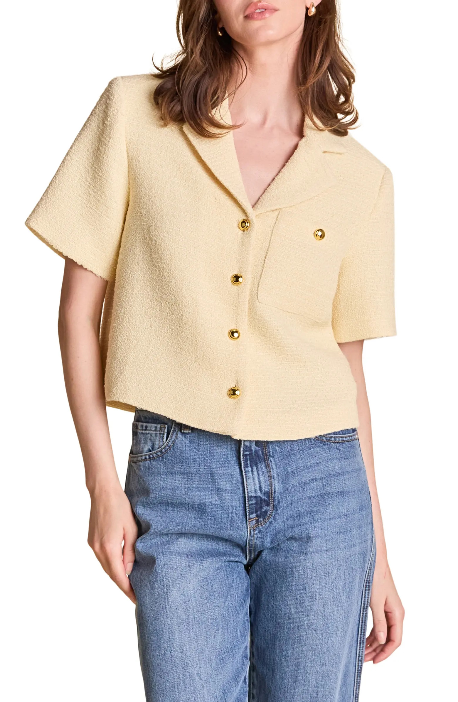 English Factory Tweed Short Sleeve Shirt | Nordstrom | Nordstrom