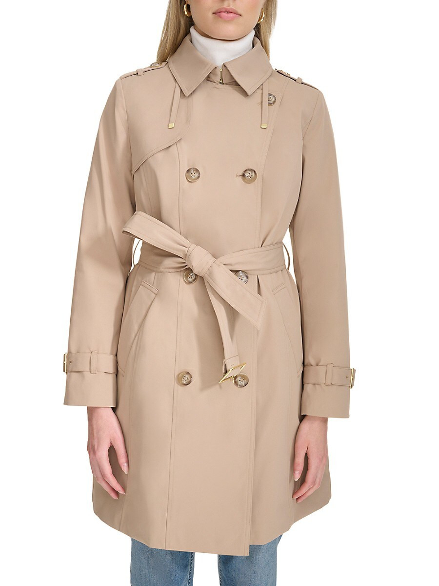 Cole Haan Women's Double Breasted Hooded Trenchcoat - Sand - Size M | Saks Fifth Avenue OFF 5TH