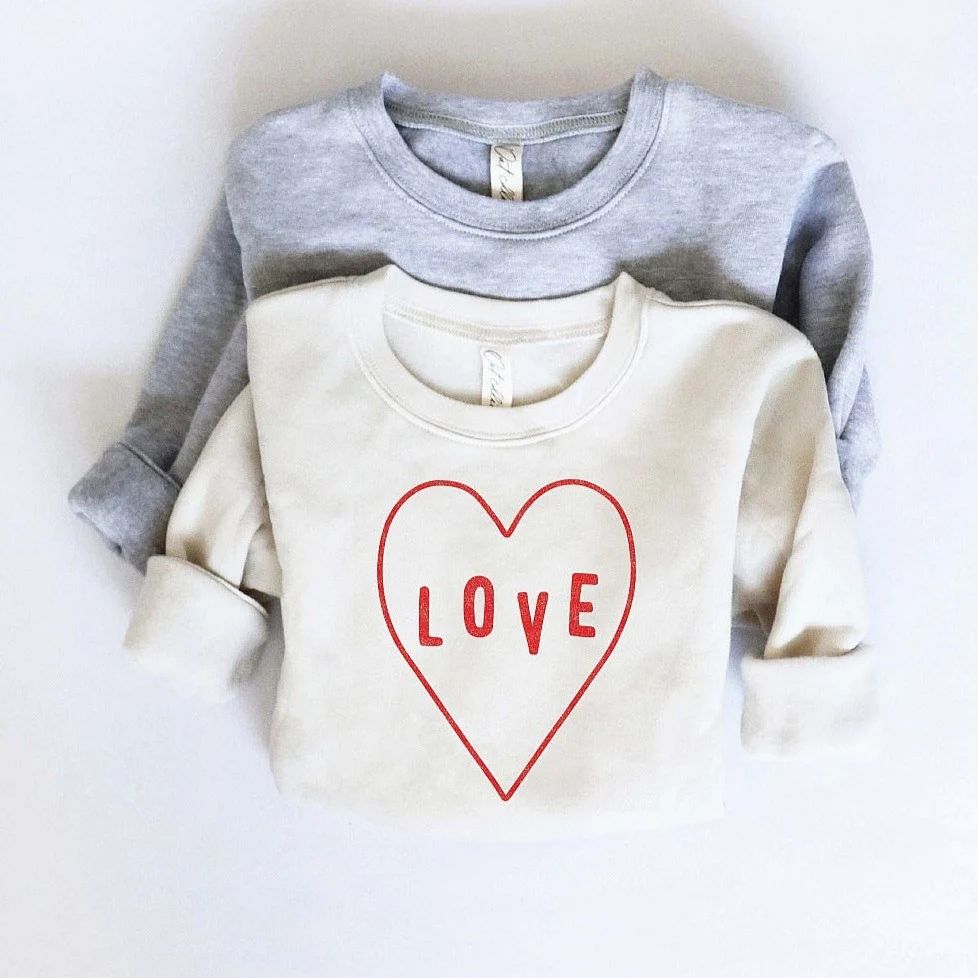 Love Heart Toddler Graphic Sweatshirt, Heather Dust | SpearmintLOVE