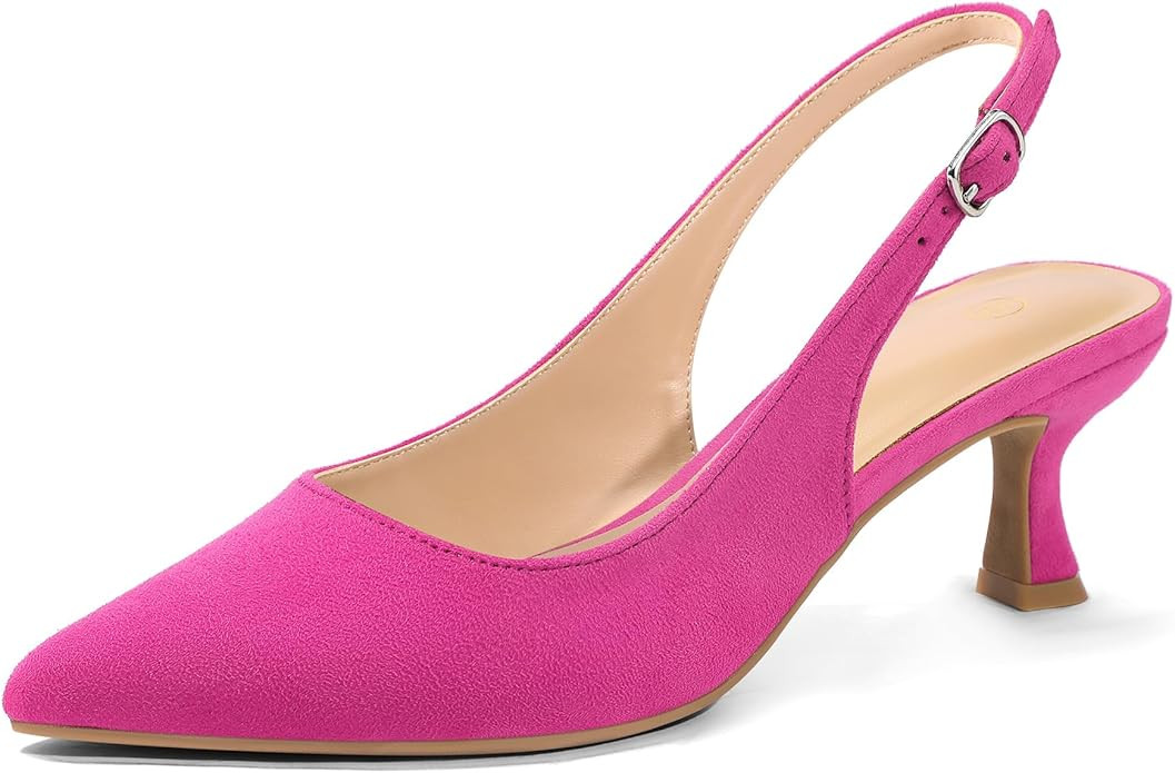 mysoft Women's Slingback Kitten Heel Pumps 2-Inch Low Heels Closed Toe Party Wedding Dress Shoes | Amazon (US)