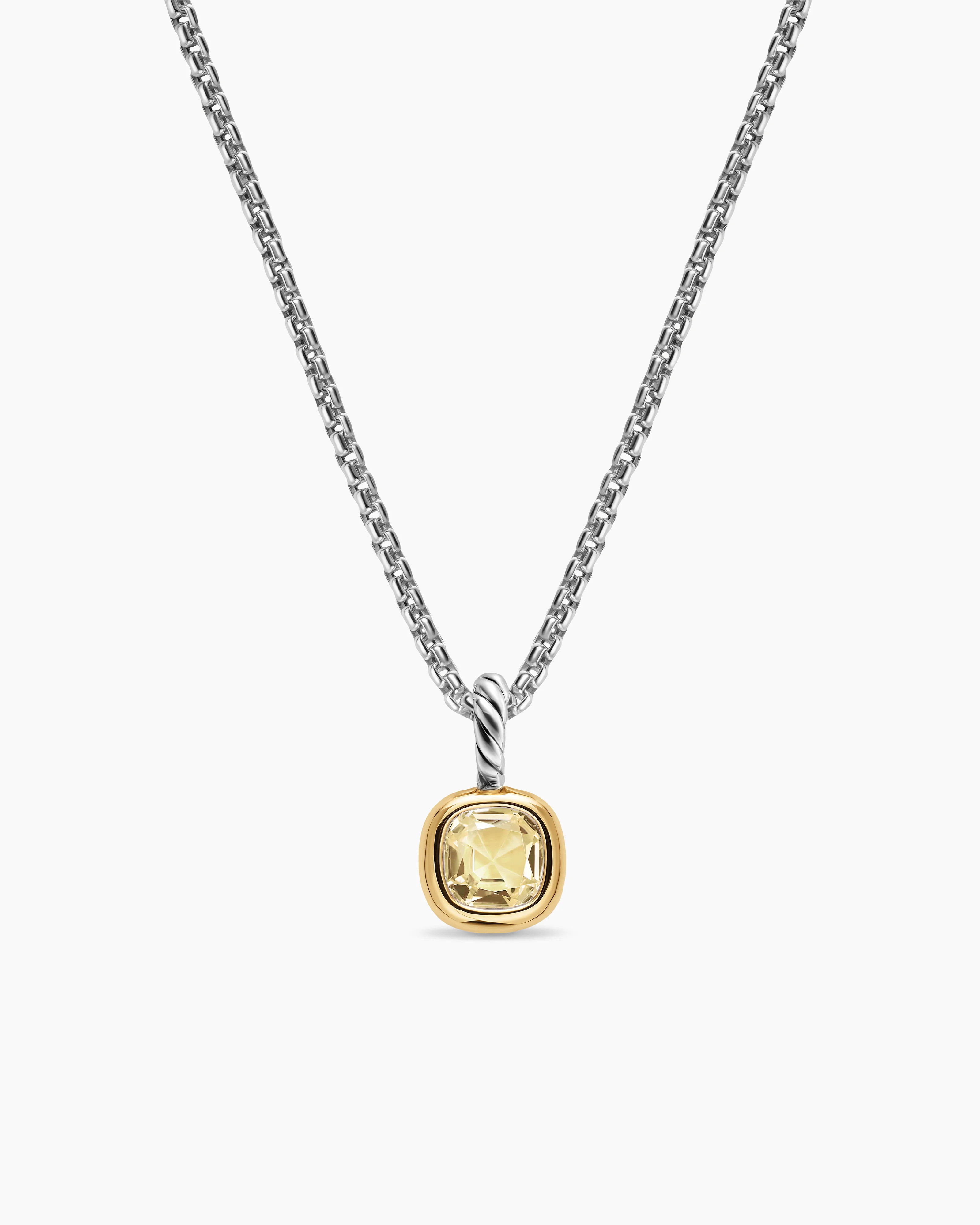David Yurman | Mini Cushion Cut Amulet in Sterling Silver with 14K Yellow Gold and Champagne Citr... | David Yurman