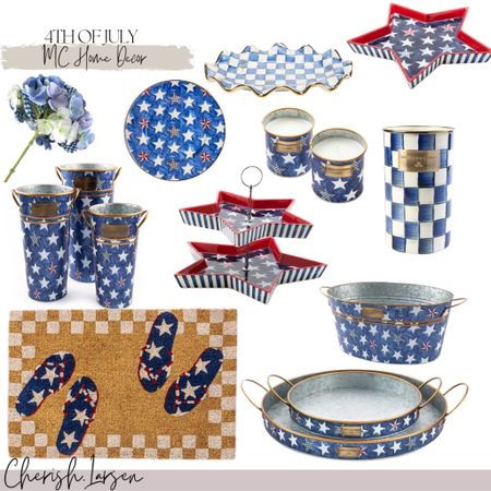 Mackenzie Childs home decor for the 4th of July from the Royal Stars collection for Summer. Also some links from the Royal check collection. Hosting, and serving trays, dishes, doormat, outdoor decor, etc..

#LTKunder100 #LTKhome #LTKSeasonal